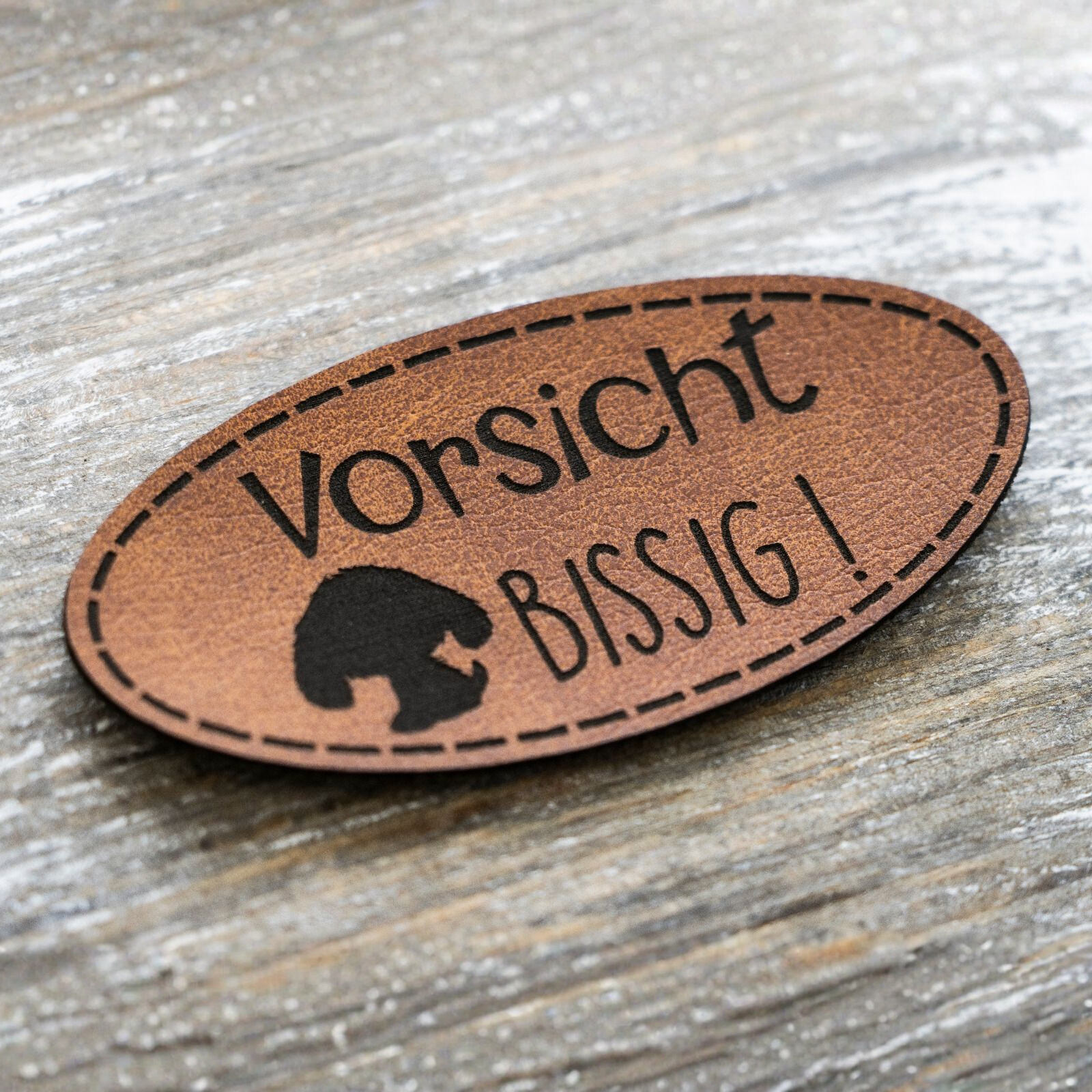 Label Kunstleder KDS - Vorsicht bissig