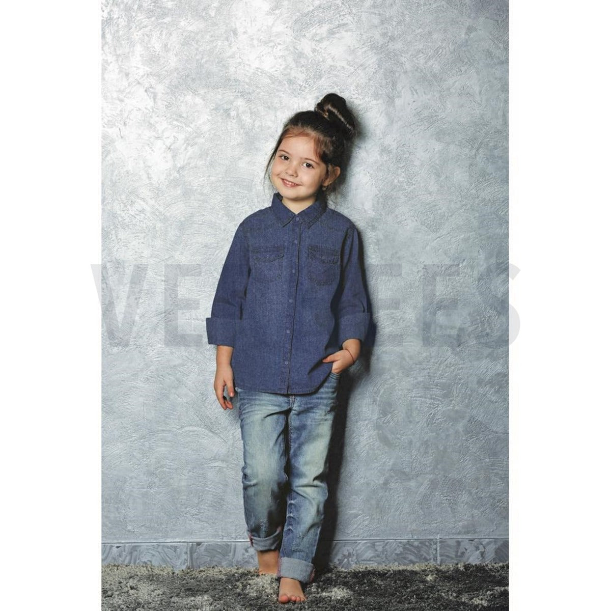 Recycled Stretch Jeansstoff - uni dunkles jeansblau