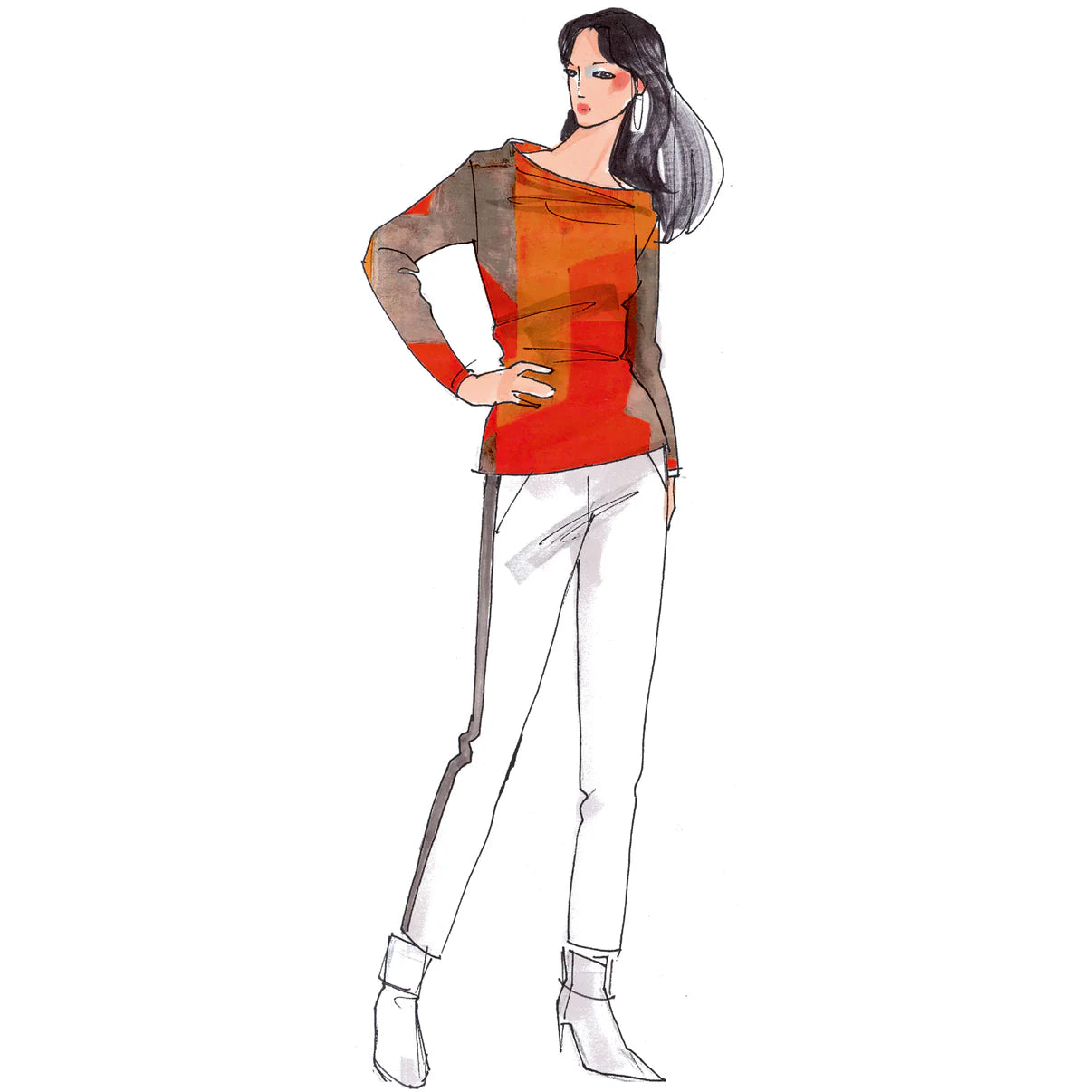 Papierschnittmuster Pullover Pony-Hütchen