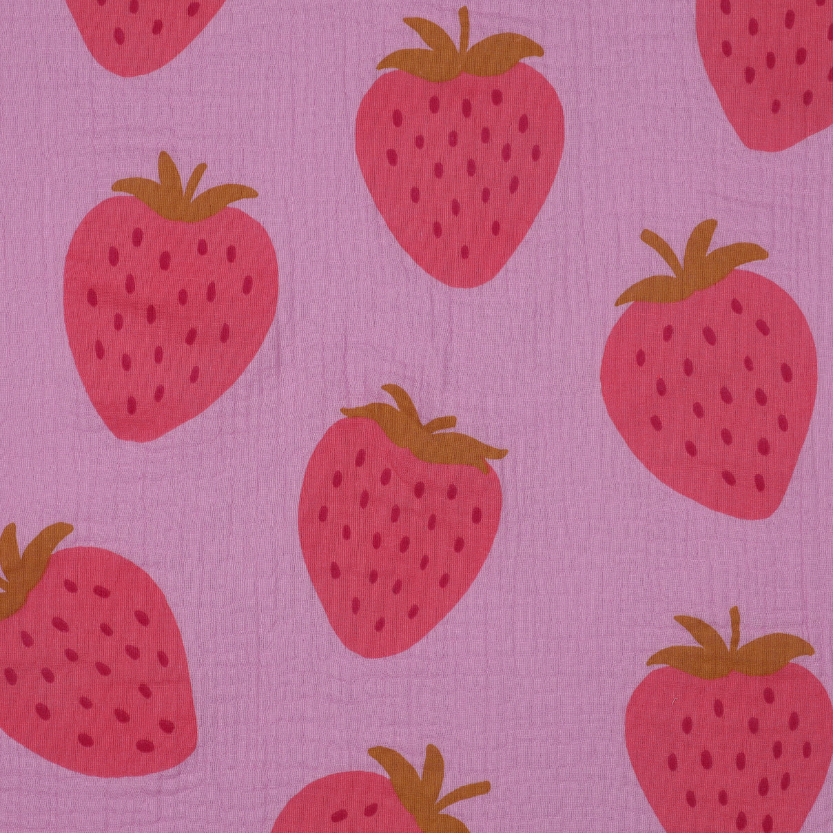 Musselin Baumwolle - Erdbeeren - pink