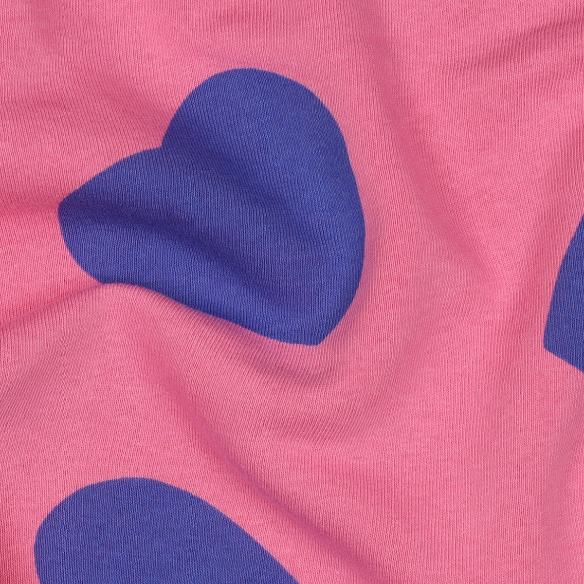 Angerauter Sweat Stoff - Herzen - pink - blau