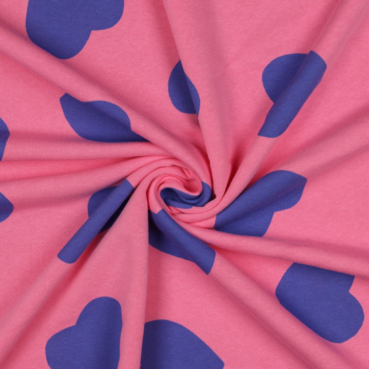 Angerauter Sweat Stoff - Herzen - pink - blau