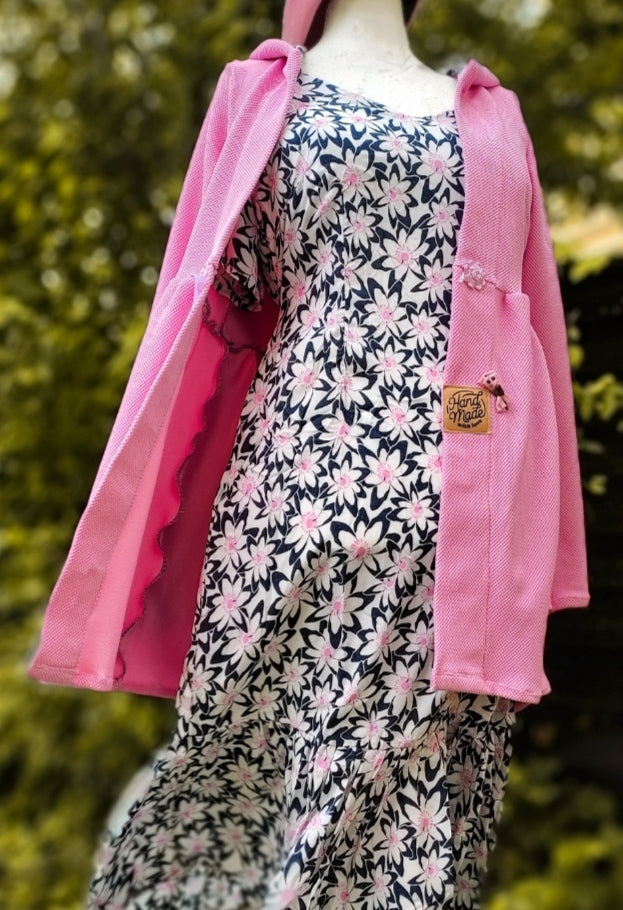 Webware Viskose - Blumenwiese - nachtblau/weiß