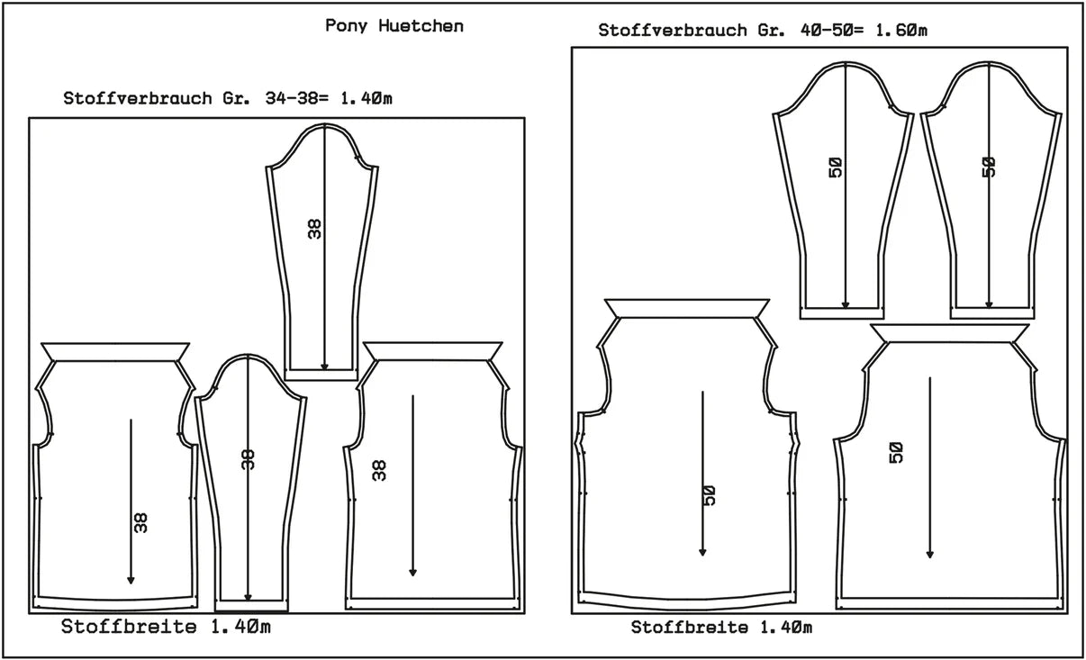 Papierschnittmuster Pullover Pony-Hütchen