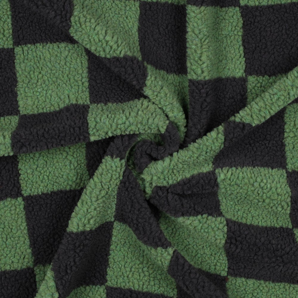 Sherpa Teddy Jacquard Stoff - Karomuster