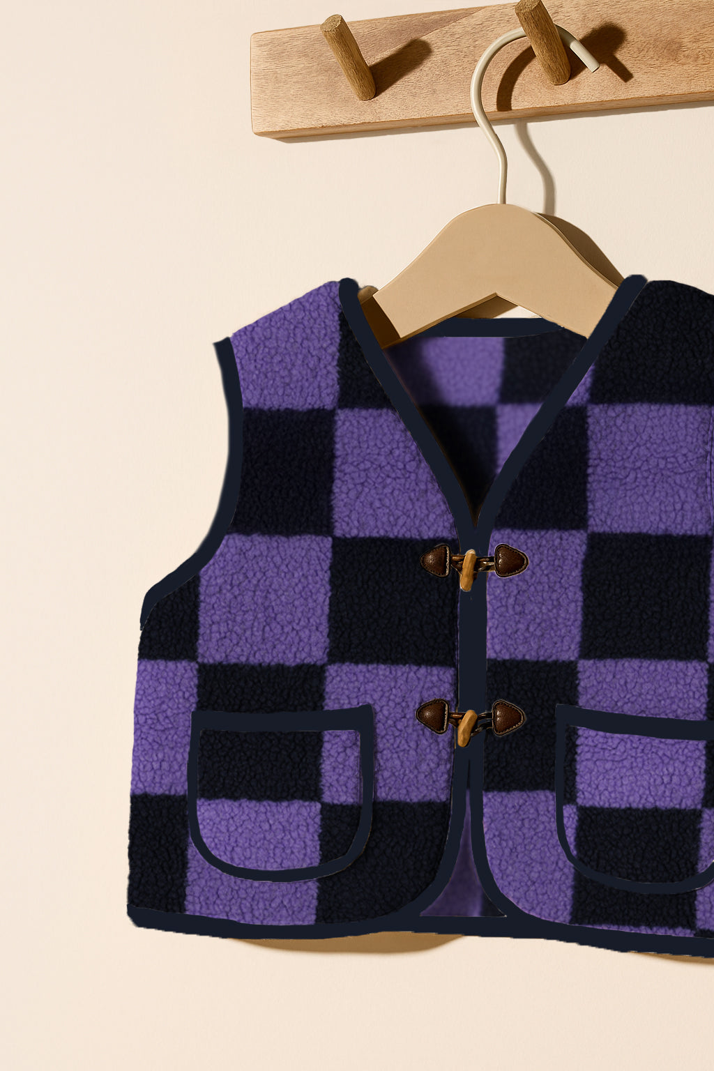 Sherpa Teddy Jacquard Stoff - Karomuster