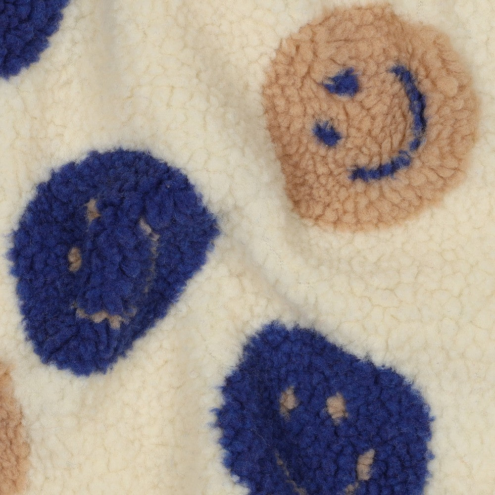 Sherpa Teddy Jacquard Stoff - Happy Faces