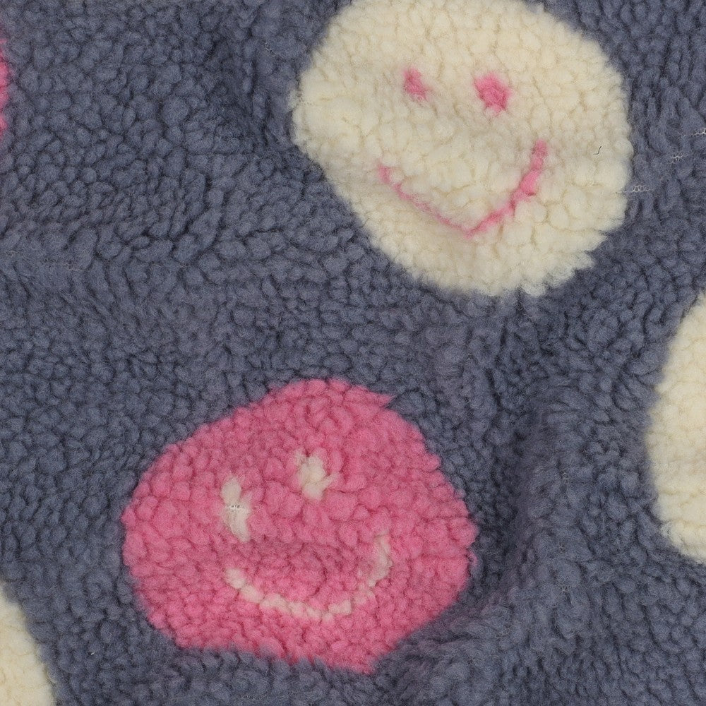 Sherpa Teddy Jacquard Stoff - Happy Faces