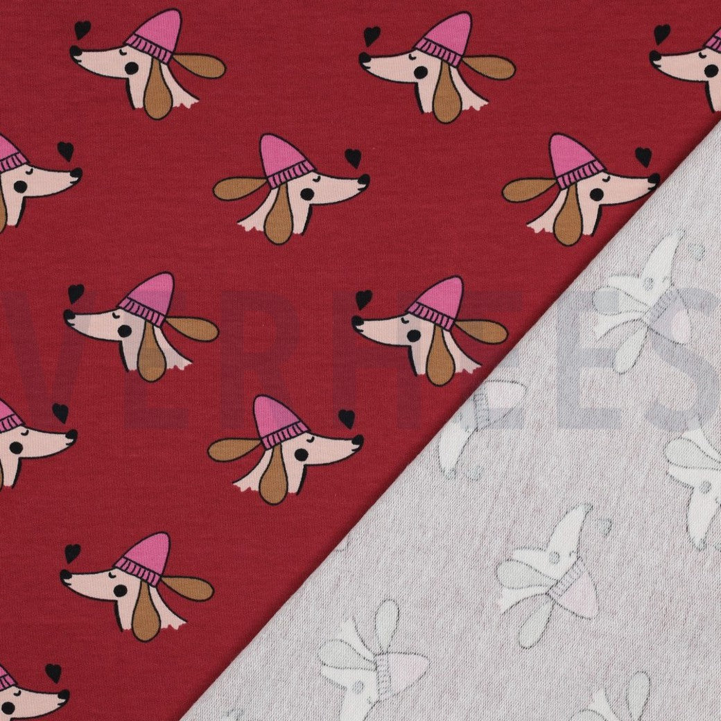 French Terry Stoff - Hunde und Herzen