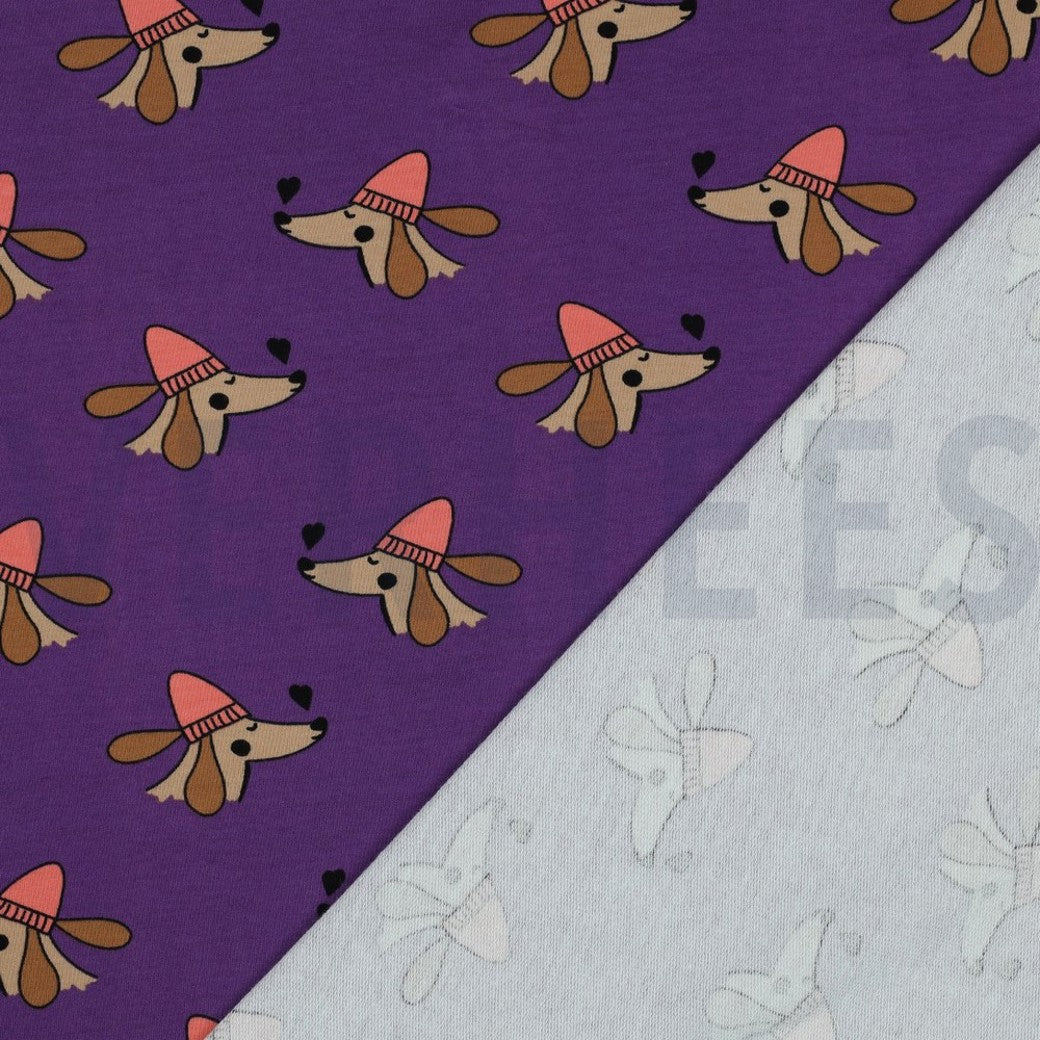 French Terry Stoff - Hunde und Herzen