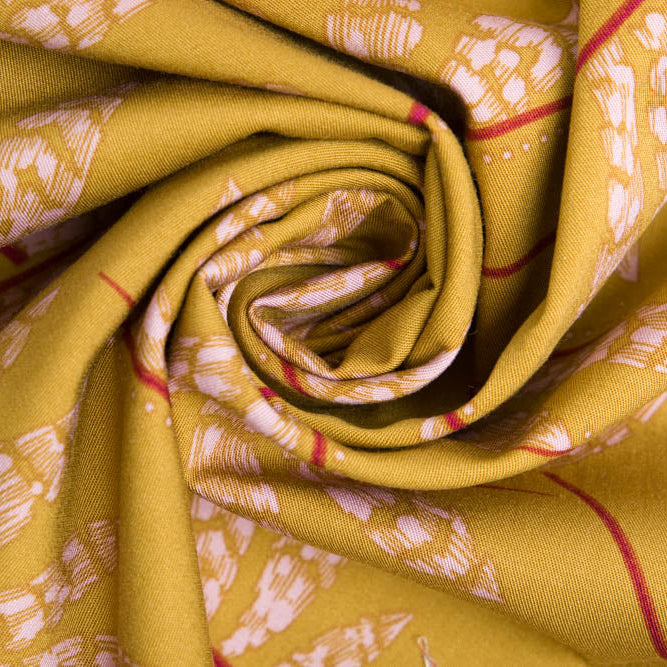 Viskose - elastische Webware - Rosella by Penelope - Blätter - curry