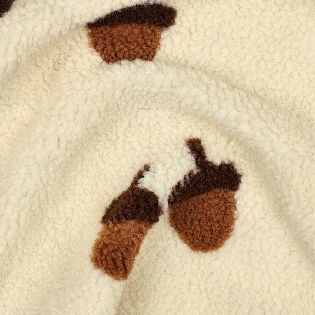 Sherpa Teddy Jacquard Stoff - Eicheln- ecru