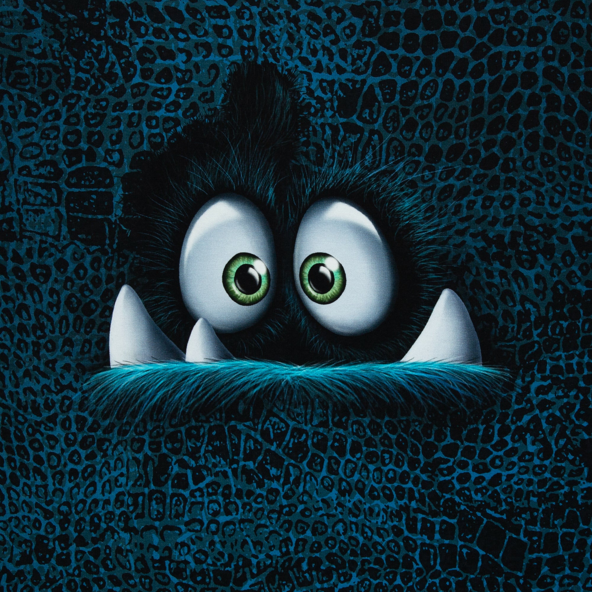 French Terry Swafing PANEL ca. 85 cm x 150 cm MONSTA by Thorsten Berger - Krokodil - Petrol