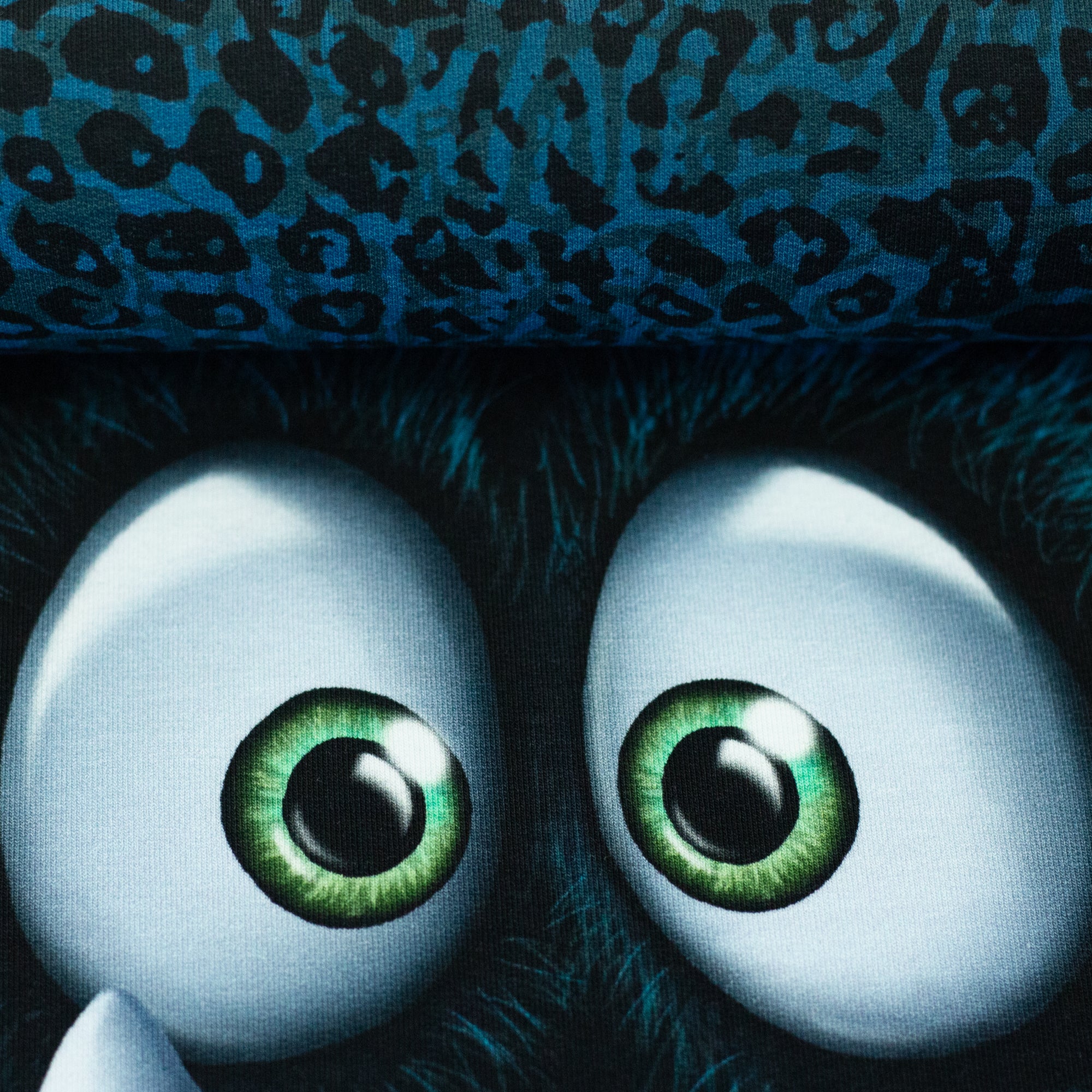 French Terry Swafing PANEL ca. 85 cm x 150 cm MONSTA by Thorsten Berger - Krokodil - Petrol