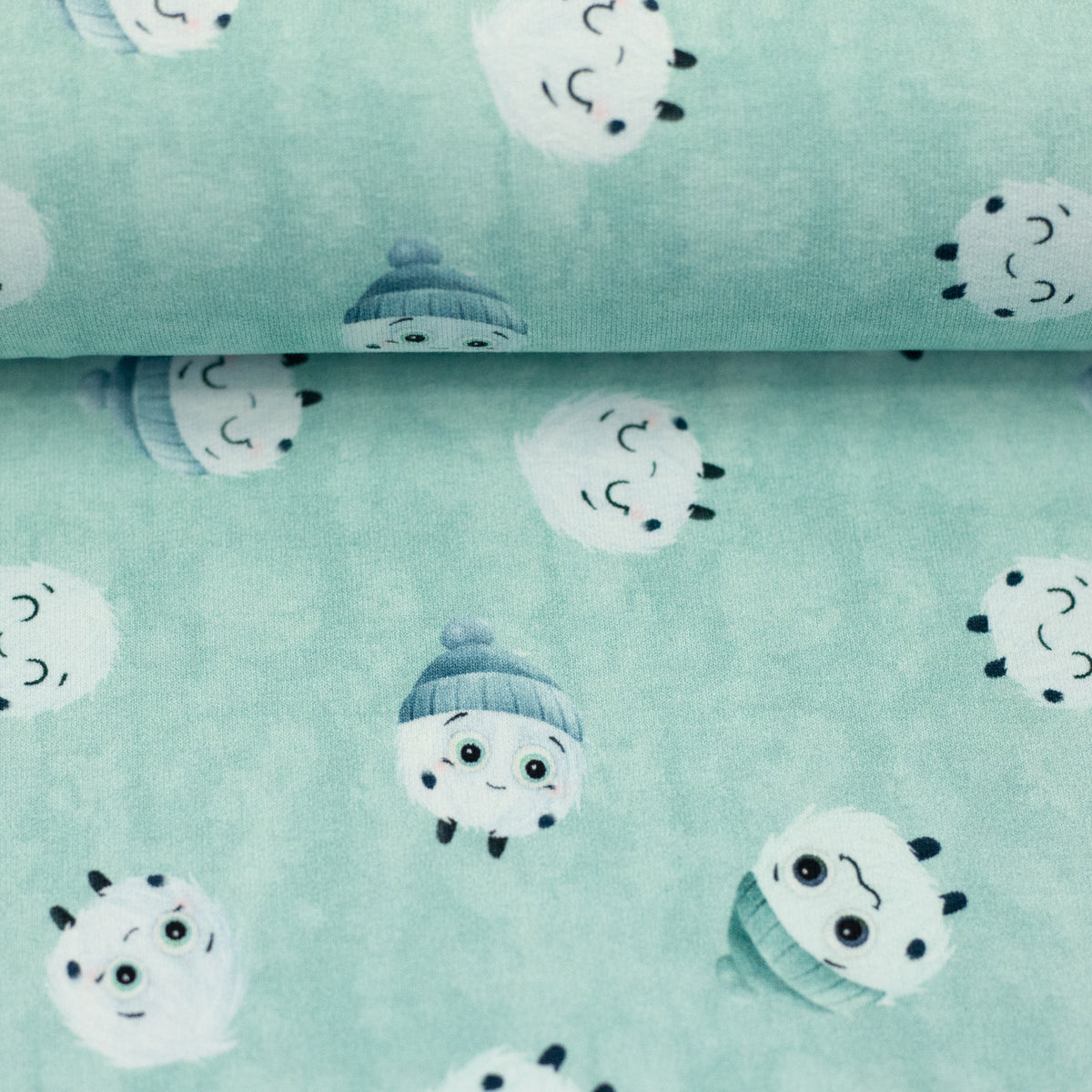 French Terry Swafing - Fluffy by Mrs Mint - flauschige Schneewesen - mint