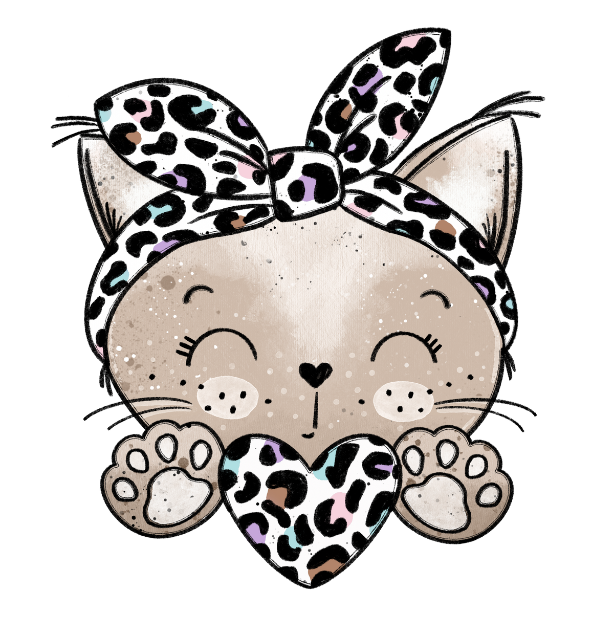 Bügelbild Applikation - Katzengold Design Kitty Love Flower - Kitty