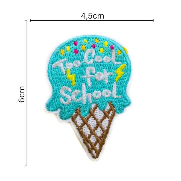 Stick-Applikation zum Aufbügeln ca 4,5 cm x 6 cm - Eis - Too cool for school - türkis