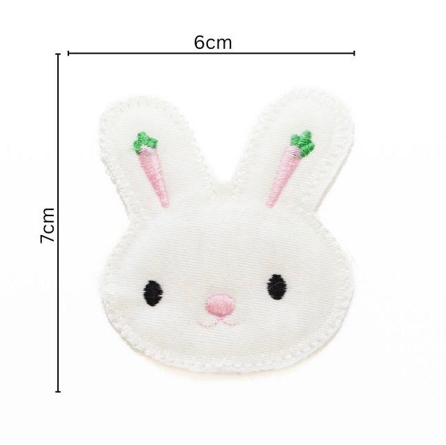 Stick-Applikation zum Aufnähen ca 6 cm x 7 cm - Hase - weiß