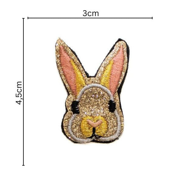 Stick-Applikation zum Aufnähen ca 3 cm x 4,5 cm - Hase - gold