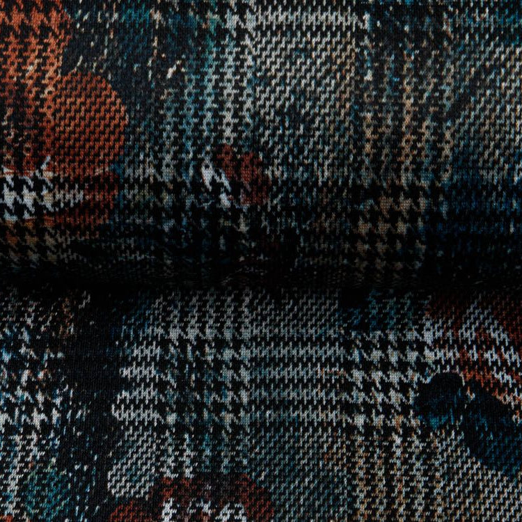 Jacquard Check Bouquet - Blumen auf Karomuster - braun