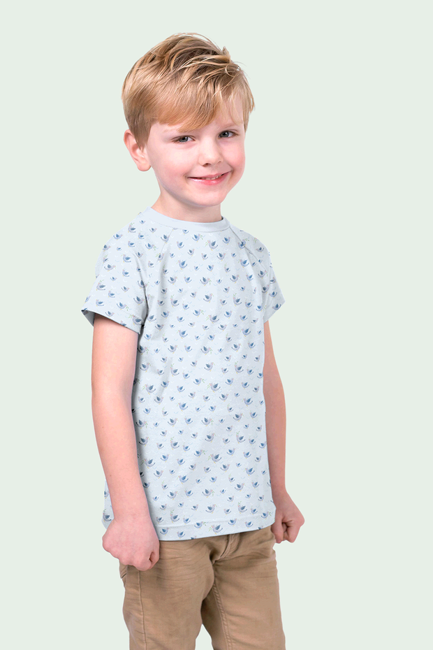 Jersey - Vögel - babyblau