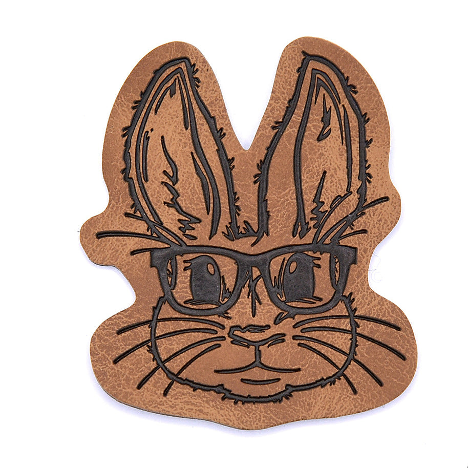 Jessy Sewing Kunstleder-Label "Mr Bunny" - braun