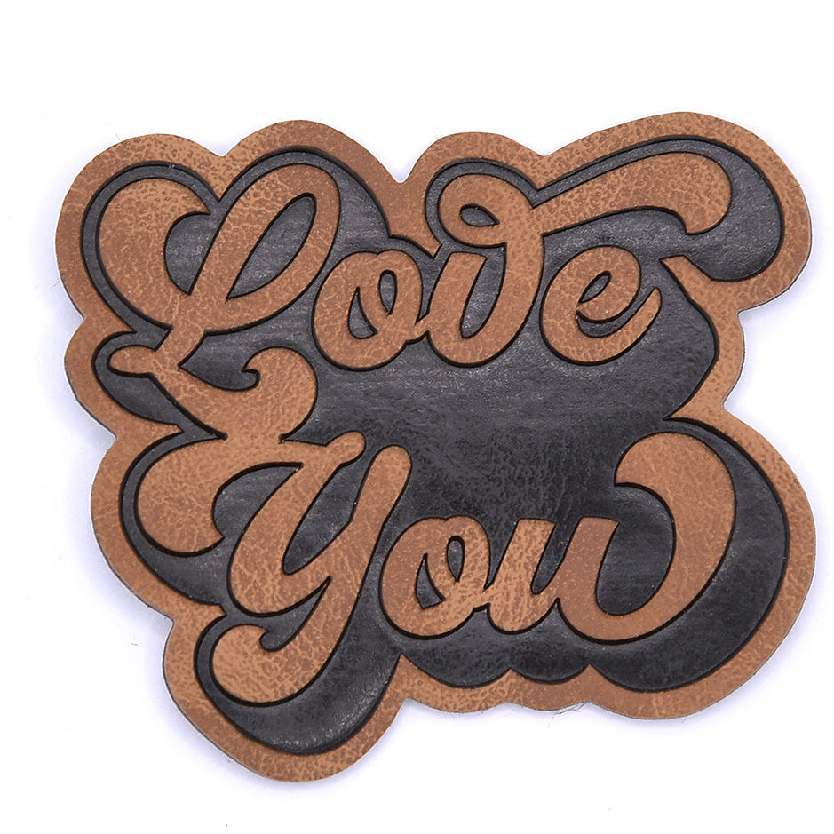 Jessy Sewing Kunstleder-Label "Love you" - braun