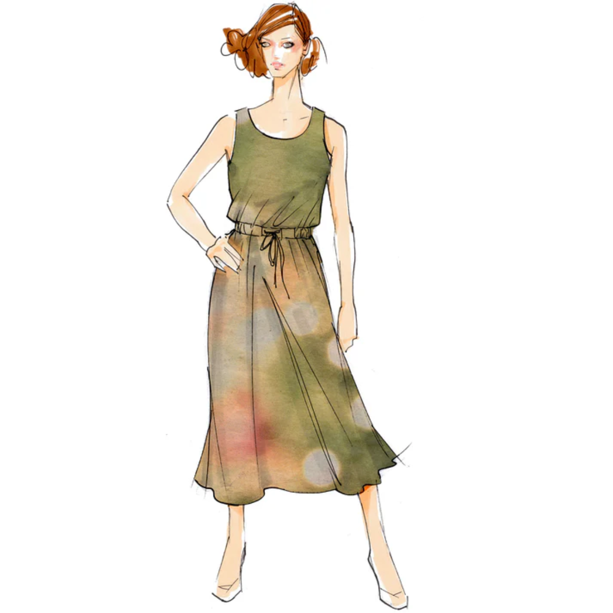 Papierschnittmuster Midi Kleid Inka