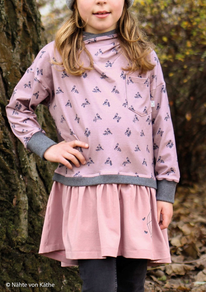 Jersey Swafing Twittering by Lila-Lotta - Vögel auf Ästen - altrosa