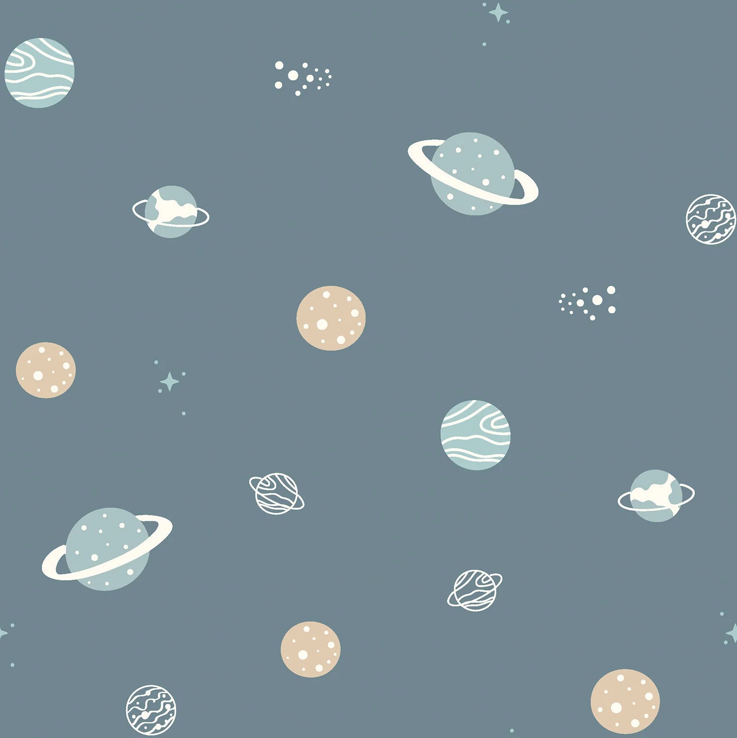 🪐 Baumwolle Jersey Stoff Digitaldruck - Weltraum - Indigoblau