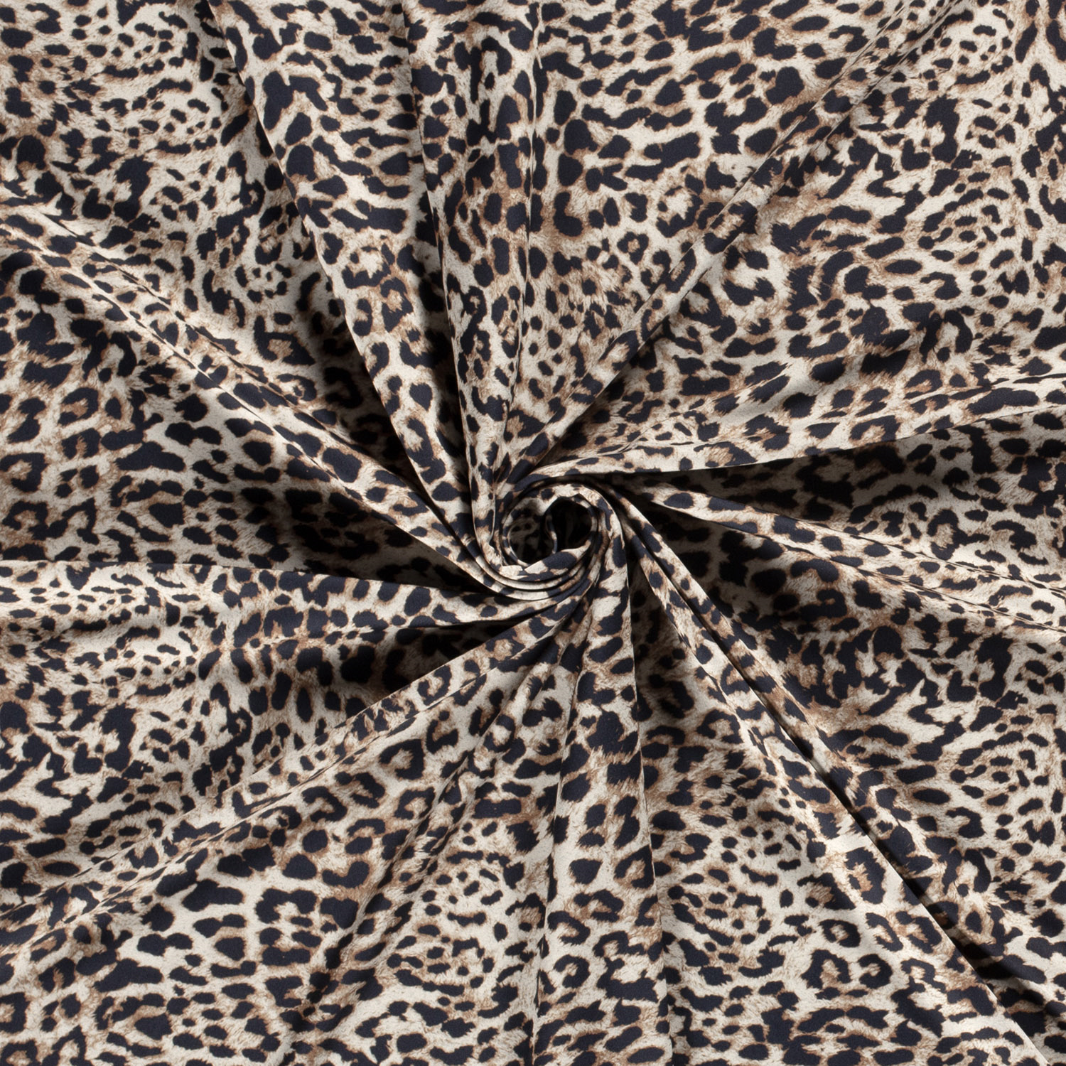 Elastischer Funktions- und Sportjersey Stoff - Leo Animalprint - beige