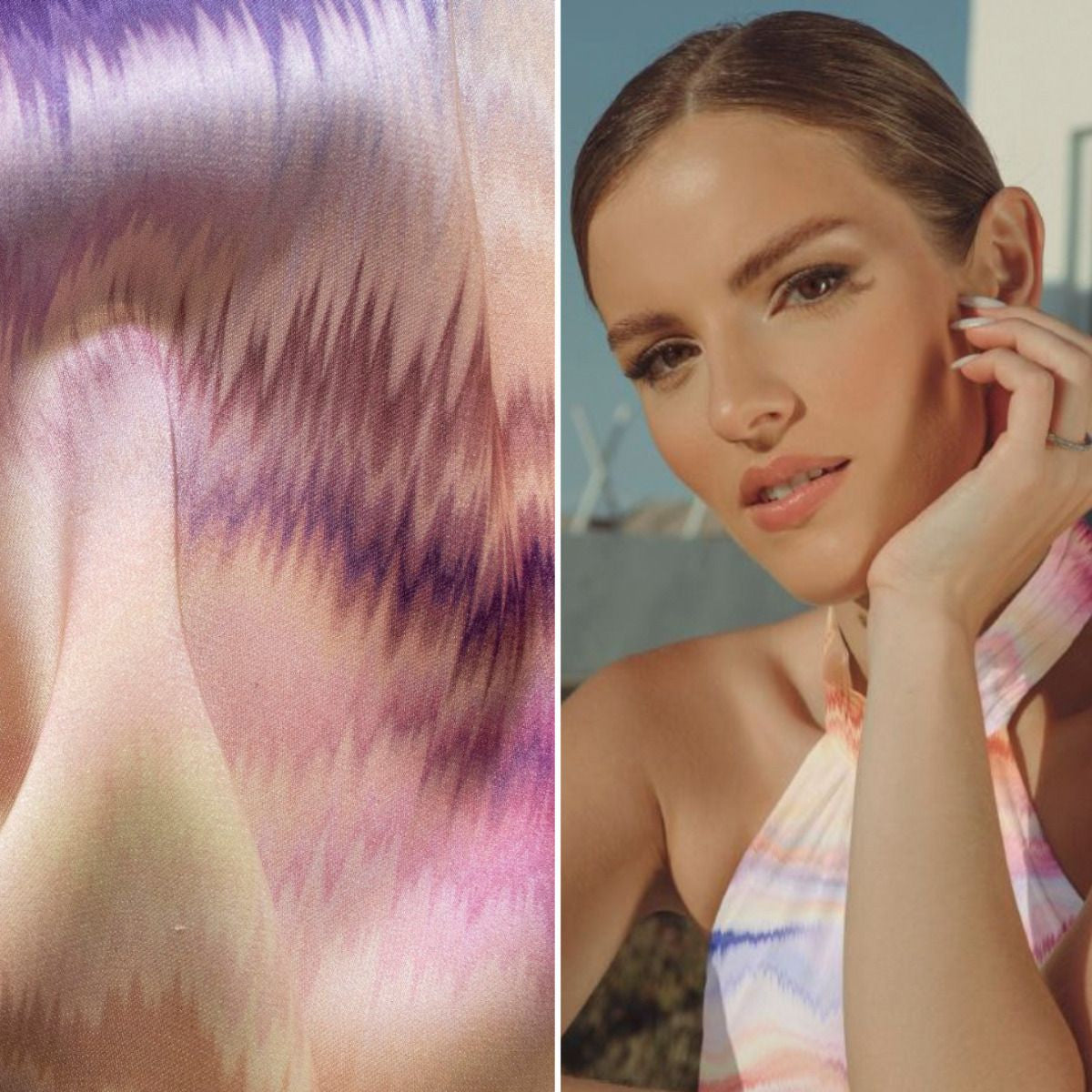 Stretch Satin - Wellenoptik - bunt