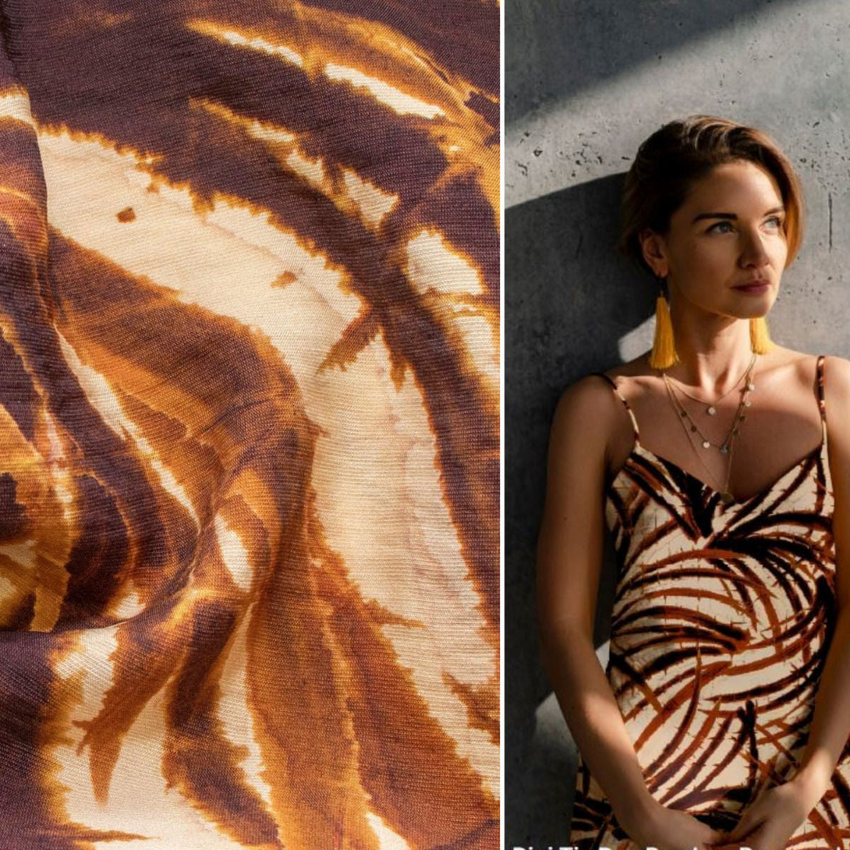 Webware Viskose - Bambusblätter - braun