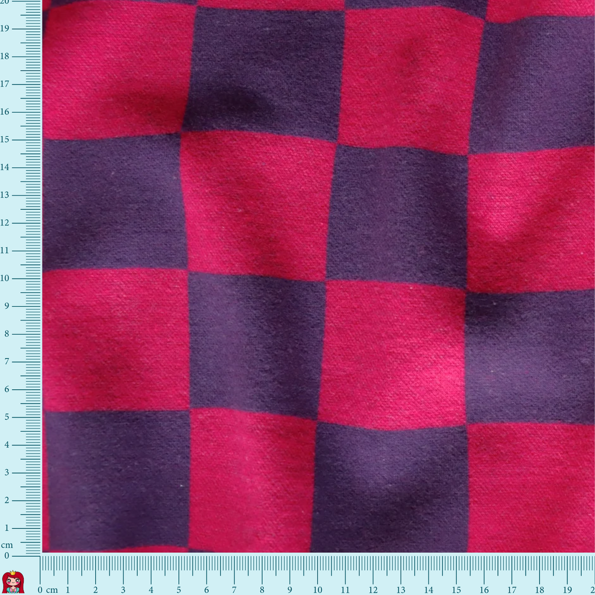 Eigenproduktion Jacquard - Sweat gebürstet - Schachbrett - violett - pink