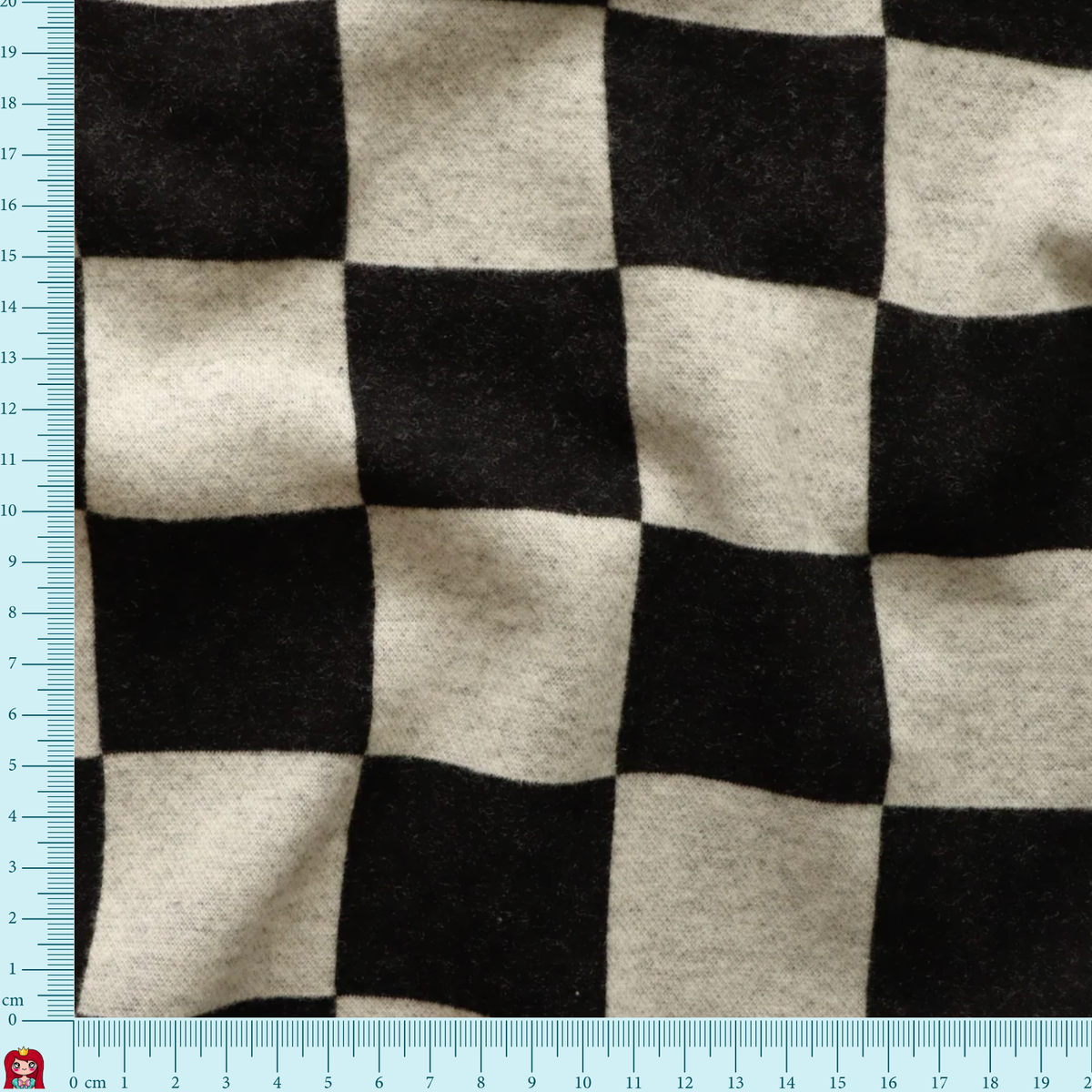 Eigenproduktion Jacquard - Sweat gebürstet - Schachbrett - schwarz - hellgrau