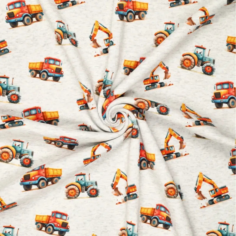 Alpenfleece Jogging Stoff - Trucky - Wollweiß Meliert