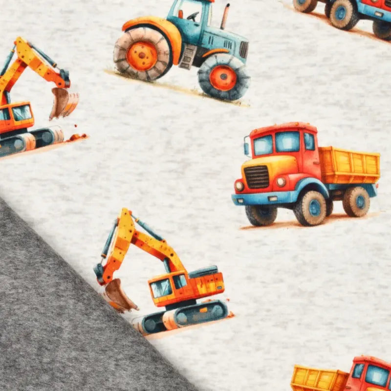 Alpenfleece Jogging Stoff - Trucky - Wollweiß Meliert