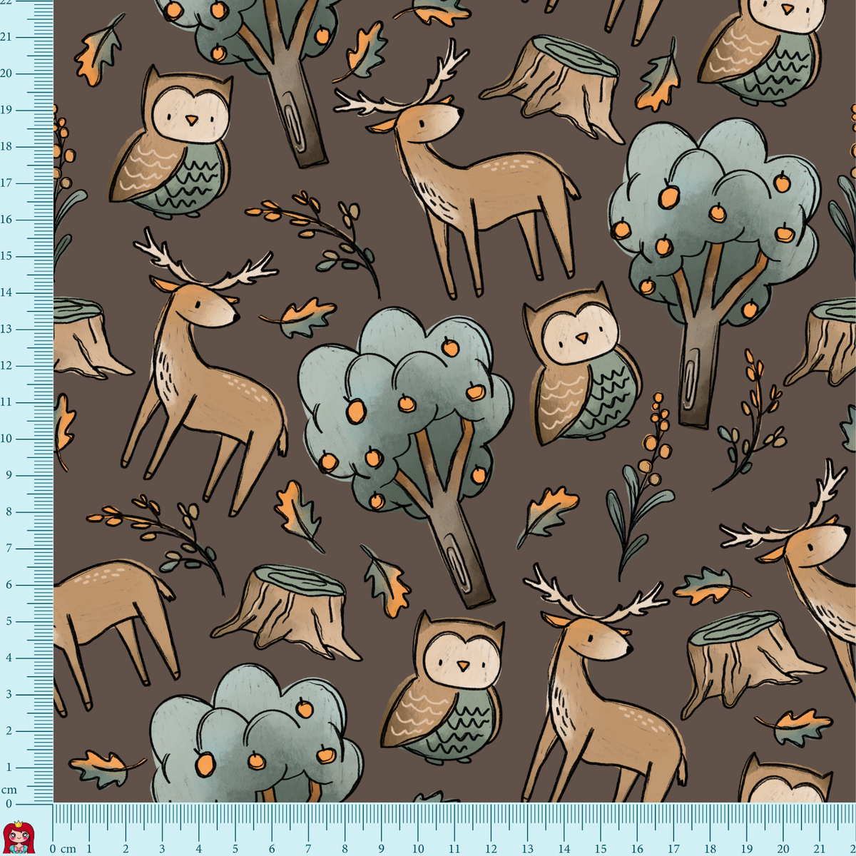 Eigenproduktion French Terry - WaldZeit Katzengold-Design - braun