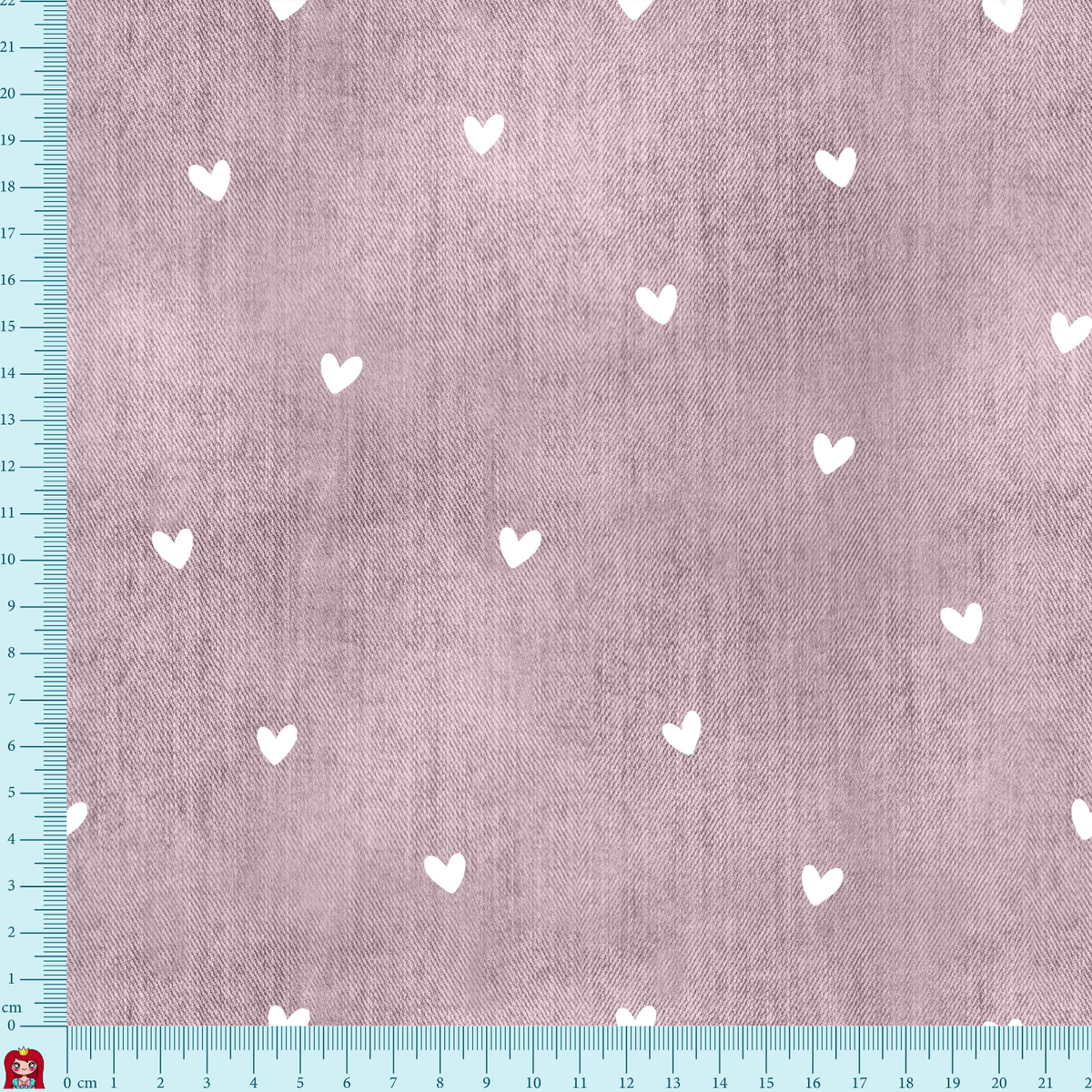 Eigenproduktion French Terry - Einhorn A.W.Design - Denim mit Herzen Kombistoff - altrosa