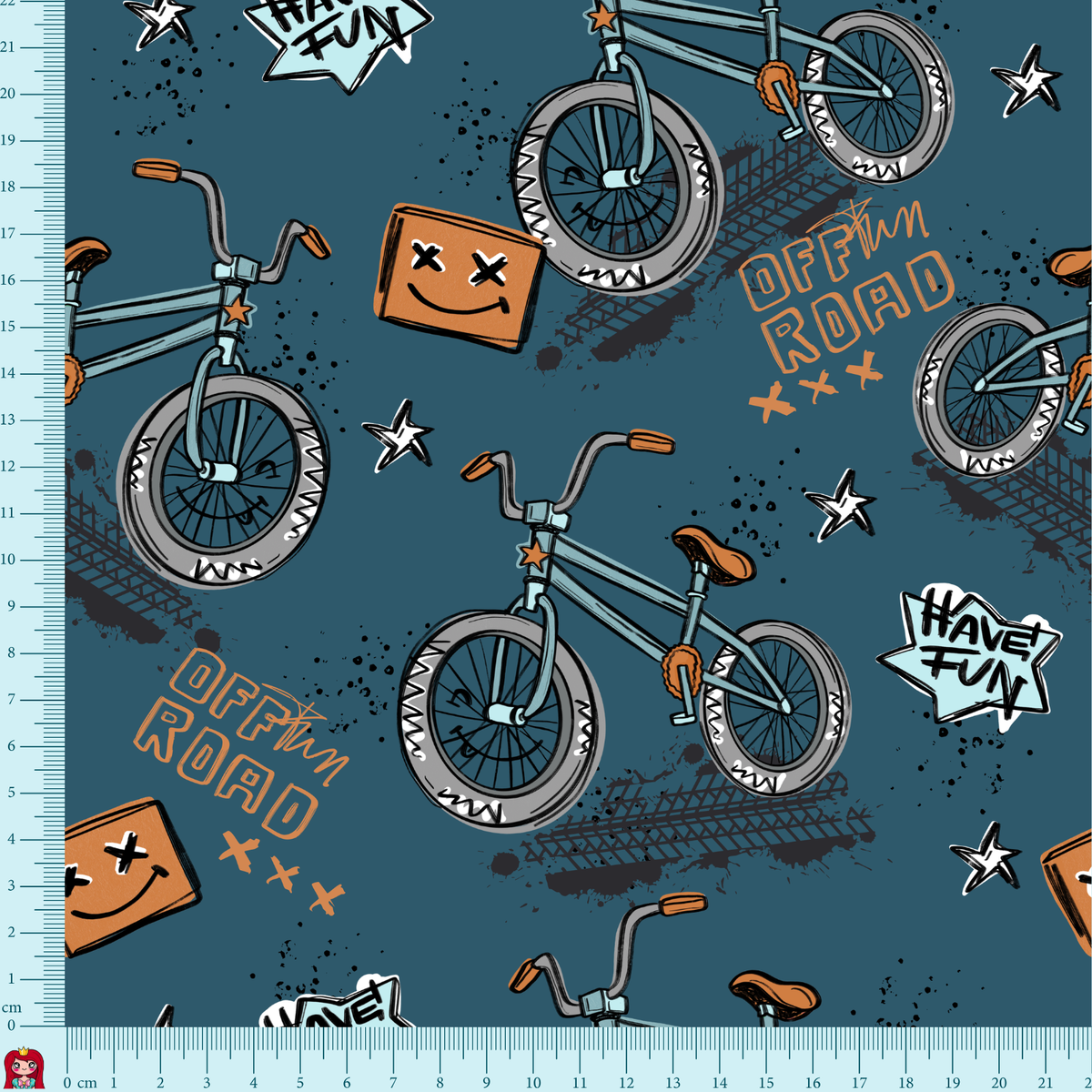 Eigenproduktion Softshell Katzengold Design - BikeParts - blau