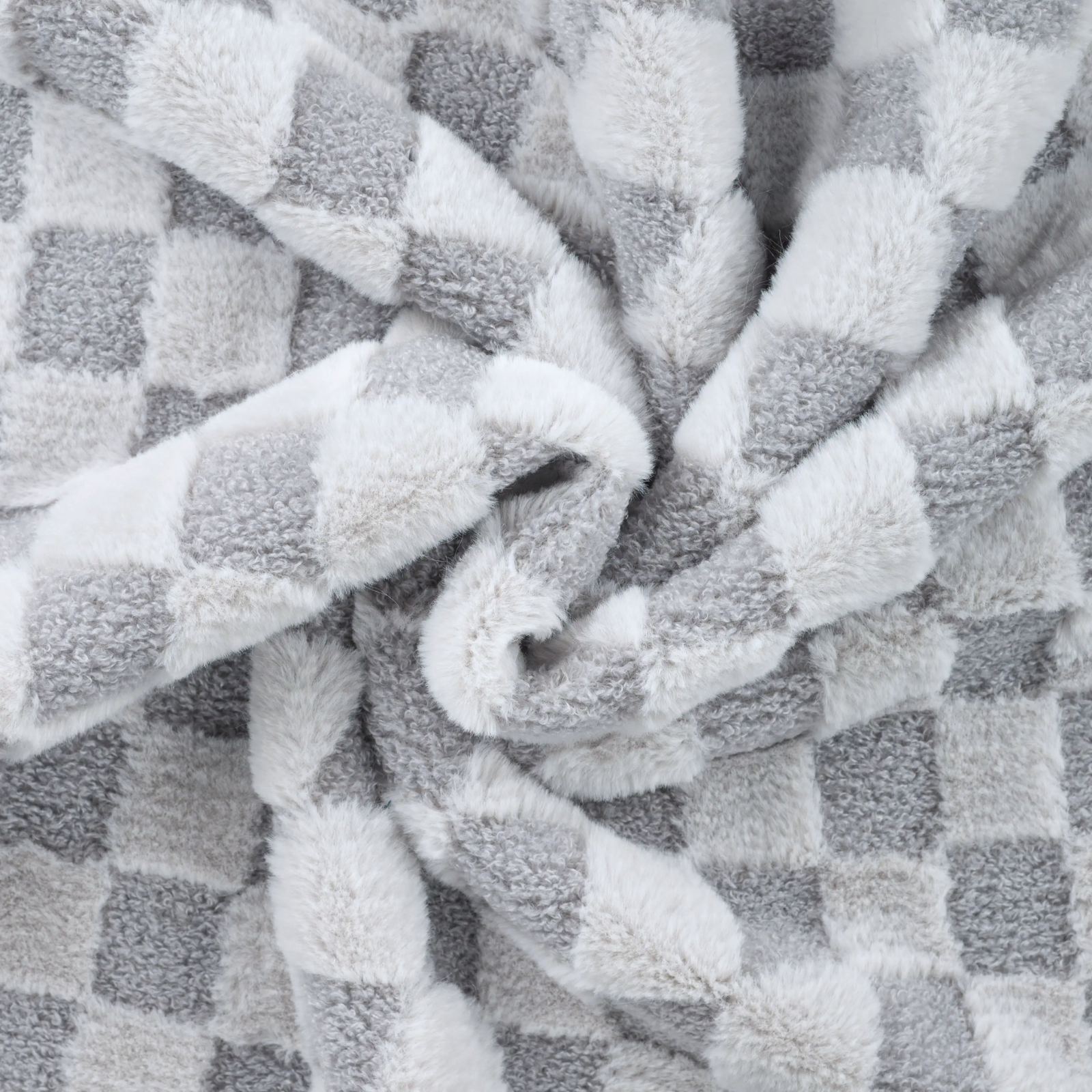 Fellimitat Bouclé Stoff - Karomuster