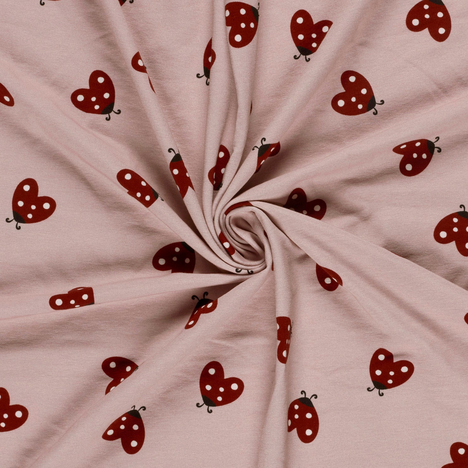 Sweat French Terry Stoff Digitaldruck - Marienkäfer Rosa