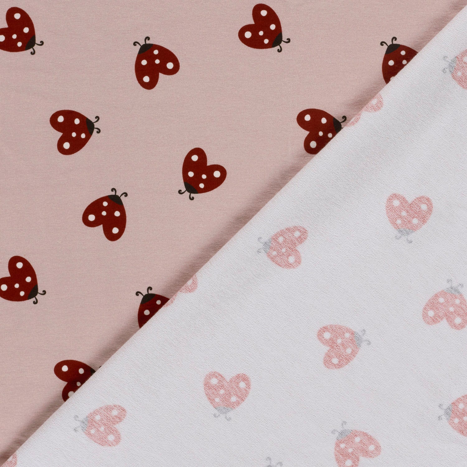 Sweat French Terry Stoff Digitaldruck - Marienkäfer Rosa