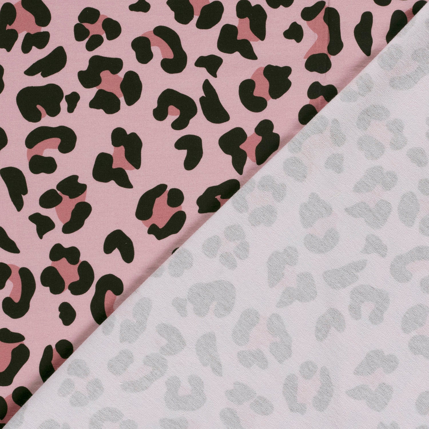 Sweat French Terry Stoff Digitaldruck - Leo Animalprint - Rosa