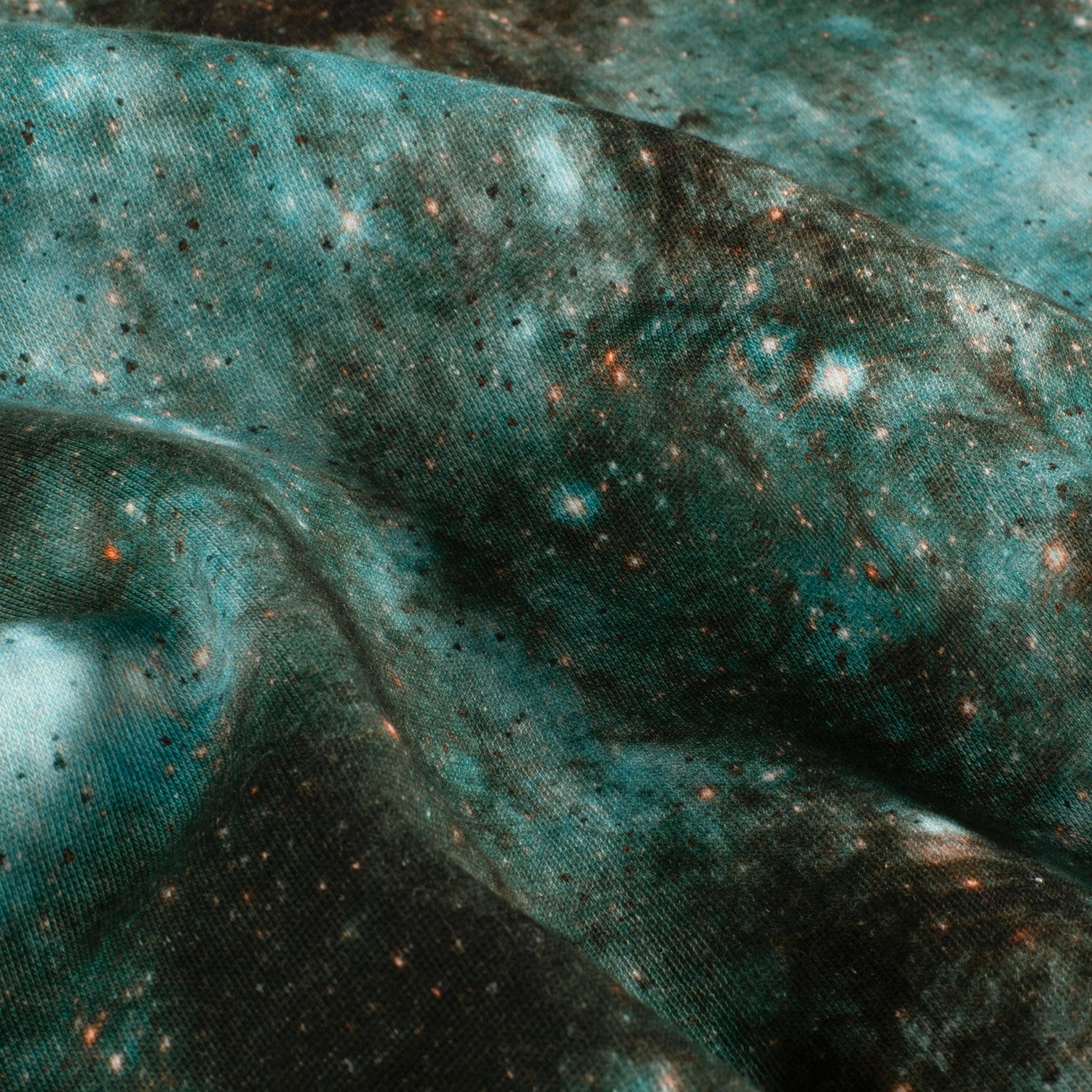 Angerauter Sweat Stoff - Sterne & Weltraum - Eisblau