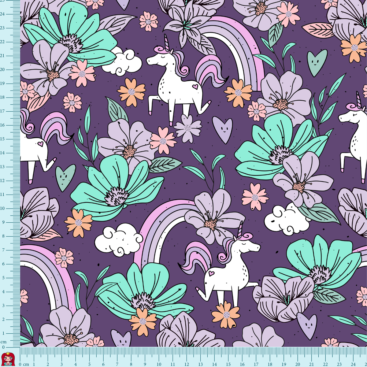 Eigenproduktion Softshell Katzengold Design - FloralUnicorn - violett