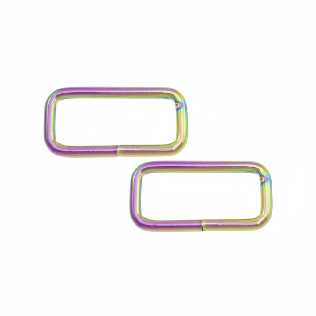 Taschenschlaufen vierkantig Metall 2 Stück - regenbogen