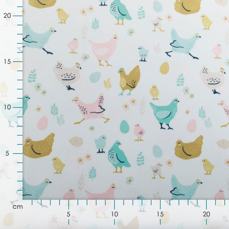 Softshell Jackenstoff - verrückter Hühnerhaufen - weiß