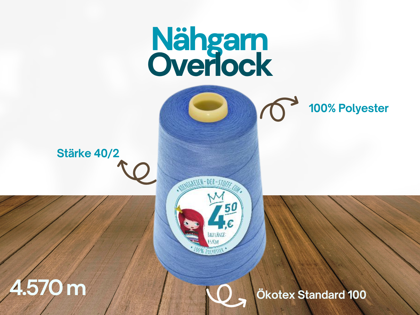 🧵 Overlock Nähgarn - 4570 m - Hellblau • Blau
