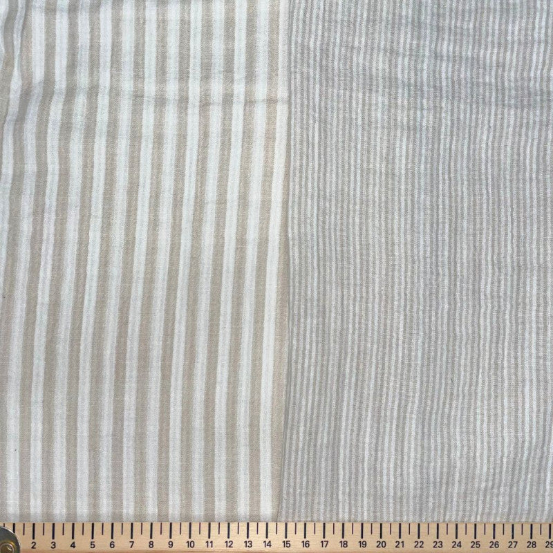 Musselin Doppelgaze Stoff– Garngefärbte Streifen in
